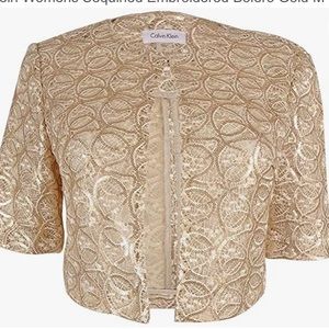 CALVIN KLEIN WOMENS SEQUINED EMBROIDERED BOLERO